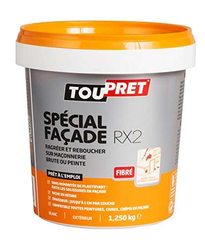 [Panier Plus] Pâte Enduit de Rebouchage Extérieur Toupret RX2 251080 Spécial Façade - 1,25 kg