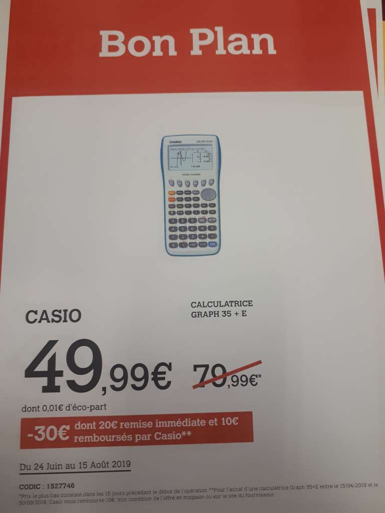 Calculatrice graphique Casio Graph 35+E (Via ODR de 10€) - Bron et Saint-Priest (69)
