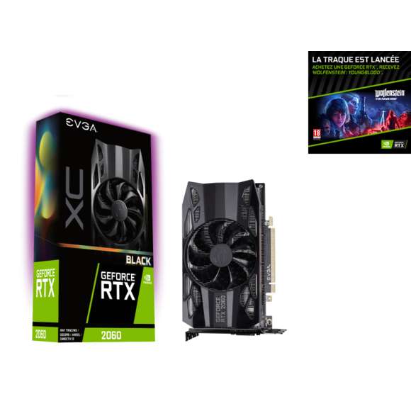 Carte graphique EVGA GeForce RTX 2060 XC Black Edition Gaming - 6 Go GDDR6 + Wolfenstein Youngblood offert (Dématérialisé)