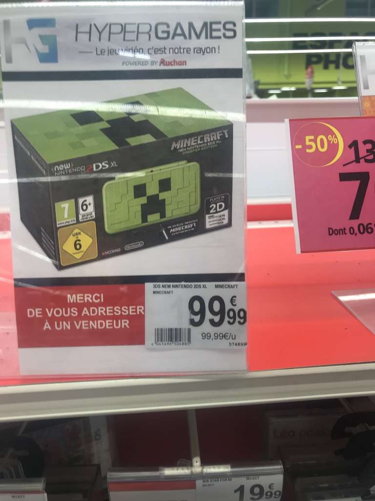 Sélection de console Nintendo en promotion - Ex : New Nintendo 2DS XL Minecraft Creeper Edition (Villars 42)