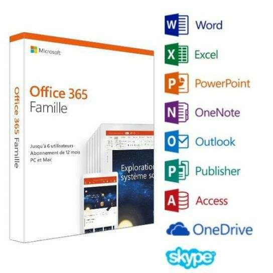 [Prime] Licence 1 an Microsoft Office 365 Famille (jusqu’à 6 utilisateurs) - PC ou Mac  