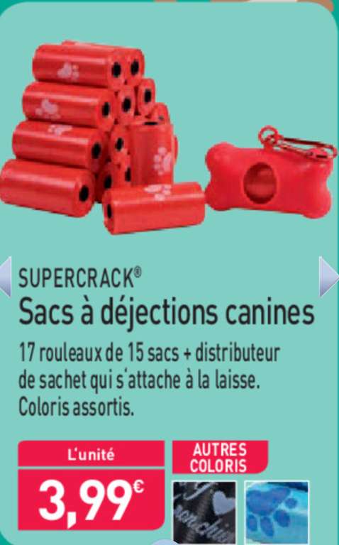Distributeur de sacs à déjections canines SuperCrack - avec 17 rouleaux de 15 sacs (255 sacs)