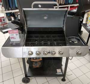 Barbecue à Gaz Kentucky - 5 brûleurs + 1 feu latéral, couvercle, thermomètre, surface de cuisson : 68 x 40 cm - Montesson (78)