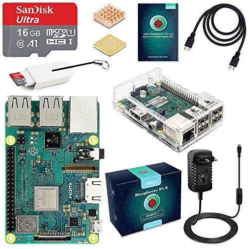 Starter Kit Raspberry Pi 3 B+ Abox + Carte micro SD SanDisk 16 Go (vendeur tiers)