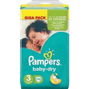 Couches Pampers Baby Dry Taille 3 - 136 Couches