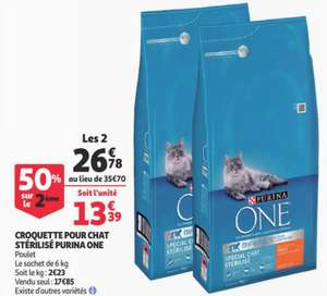 Lot de 2 sacs de Croquettes pour chat stérilisé au Poulet Purina One - 2x 6kg
