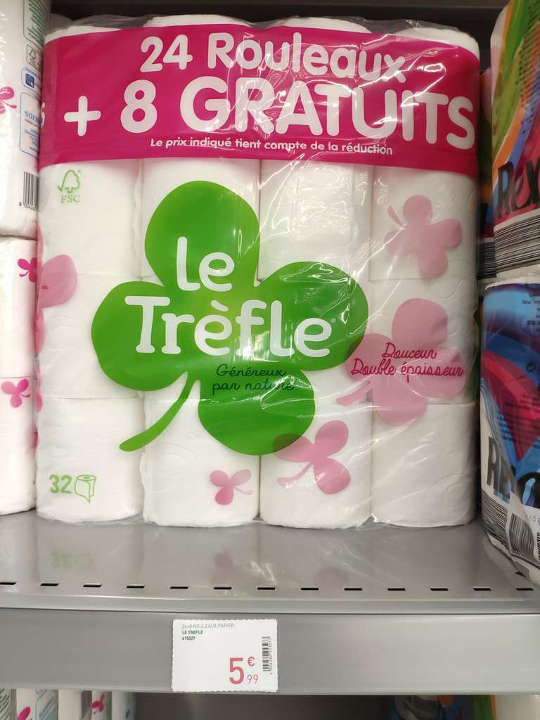 Paquet de 32 Rouleaux de Papier toilette Le Trèfle - Fontaine les dijon (21)