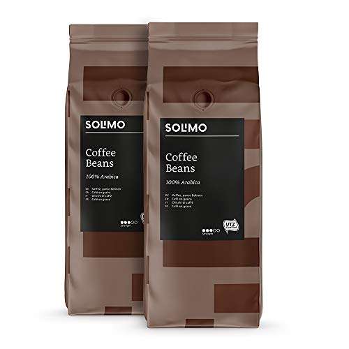 Lot de 2 paquets de café en grains Amazon Solimo - 2 x 1 Kg (8.46€ avec le code PROMO20S2 sous abonnement)