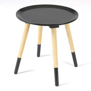 Table d'appoint en bois ronde bicolore noir OLSO