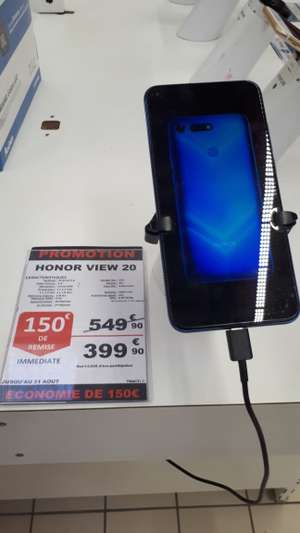 Smartphone 6.4" Honor View 20 - full HD+, Kirin 980, 6 Go  RAM, 128 Go (Auchan Caluire - 69)