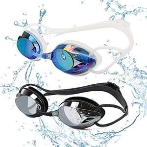 2 Paires de Lunettes de natation Yimidon - Protection UV, Antibuée, Longueur Réglable pour Adultes, Noir/Bleu (Vendeur tiers)