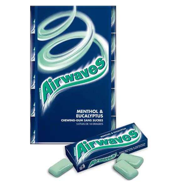 Lot de pack 3 de 5 sachets de 10 chewingums Air Waves (via 2,97€ ODR Shopmium)