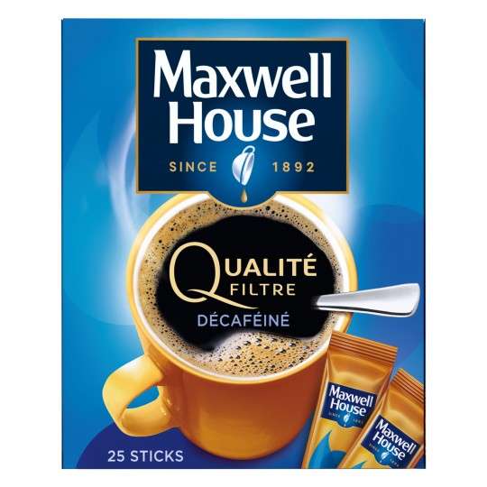 Lot de 3 Paquets de 25 sticks de café décaféiné MAXWELL HOUSE + 3 cours de sport offerts dans les salles l'Orange Bleue (Via Formulaire)