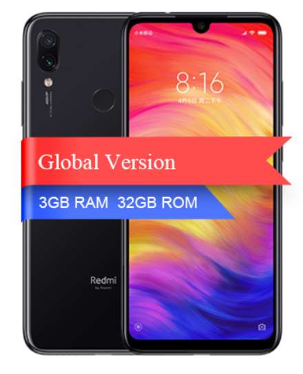 Smartphone 6.3" Xiaomi Redmi Note 7 - full HD+, SnapDragon 660, 3 Go de RAM, 32 Go, 4G (B20), noir