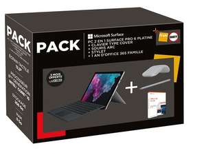 Pack Tablette 12.3"Microsoft Surface Pro 6  - i5, 8 Go RAM, 256 Go SSD + Clavier Noir + Souris Arc + Stylet + Office 365 (1an)