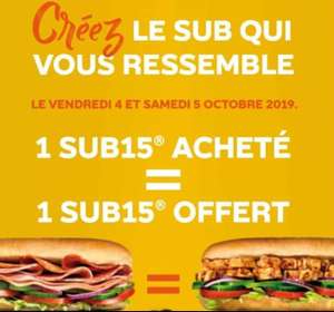 1 SUB15 acheté = 1 SUB15 offert - Subway Vern-sur-Seiche (35)