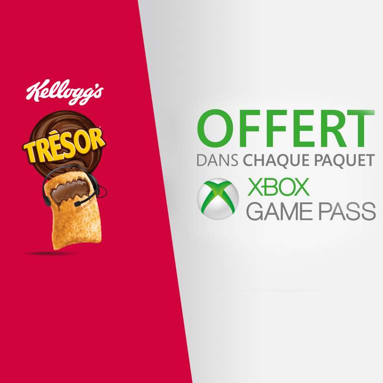 1 paquet de Trésor Kellogg's acheté = 7 jours d'Xbox Game Pass offerts