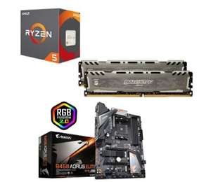 Processeur AMD Ryzen 5 2600 + Kit Mémoire RAM Ballistix Sport LT 8 Go (2x4), 2666Mhz, CL16 + B450 Aorus Elite