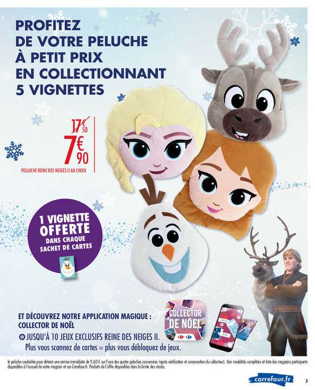 [Vignettes Carrefour + Carte gratuite à collectionner par tranche de 30€] Peluche La Reine Des Neiges
