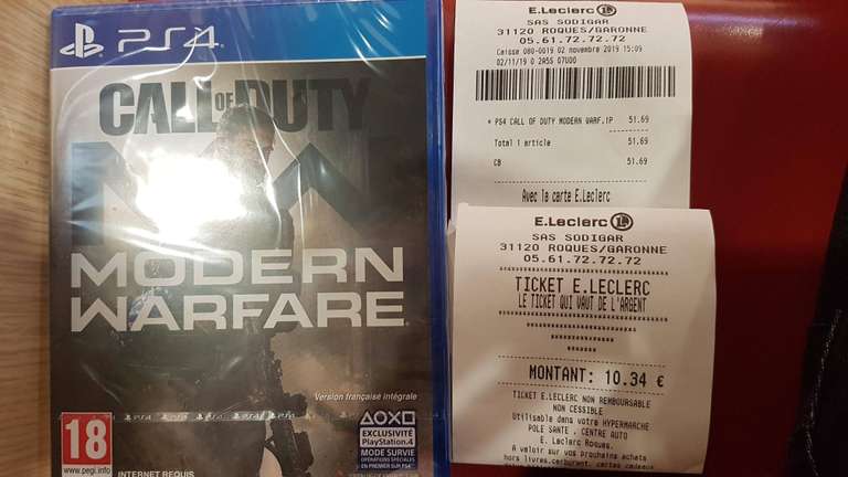 Toulouse (31) Call of Duty: Modern Warfare sur PS4, Xbox One à 41.35€ (Via 10.34€ en Bon d'achat)
