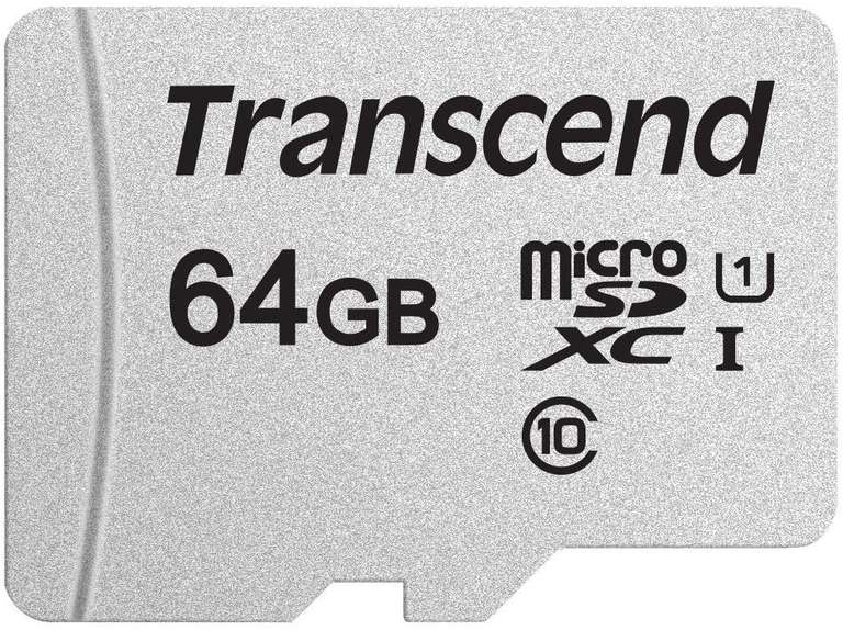 Carte mémoire microSDXC 300S Transcend - 64Go, Class 10, U1, 95MB/s (Vendeur tiers))