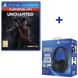 Jeu Uncharted - The Lost Legacy (PlayStation Hits) + Casque Sans Fil Sony Gold + Coupon Fortnite Neo Versa