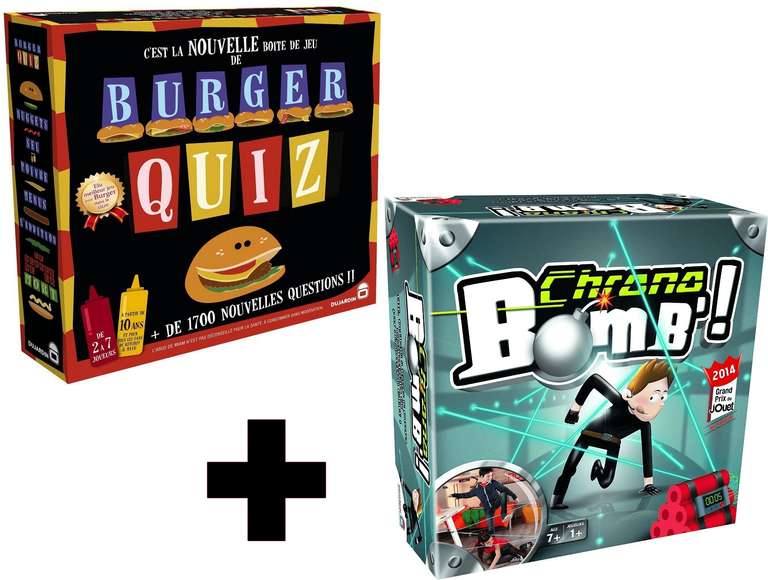 Lot de 2 jeux de société Dujardin Burger Quiz + Chrono Bomb' (via 18.9€ d'ODR + 10.4€ sur la carte de fidélité)