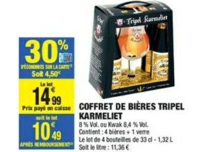 Coffret de bières Tripel Karmeliet - 4 x 33 cl + 1 Verre (via 30% sur Carte Fidélité)