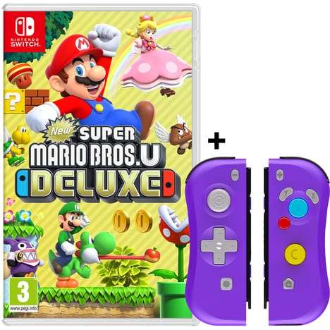 Manette iiCon Mauve GameCube compatible Nintendo Switch + New Super Mario Bros.U Deluxe