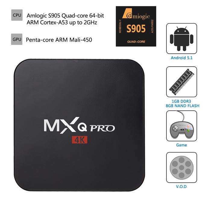 Box Android MXQ Pro Amlogic S905 4K KODI, Quad Core 2.0GHz, WIFI, Miracast, DLNA
