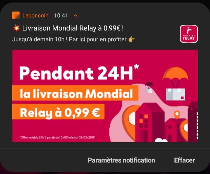Livraison en point Mondial Relay à 0.99€ - Leboncoin.fr