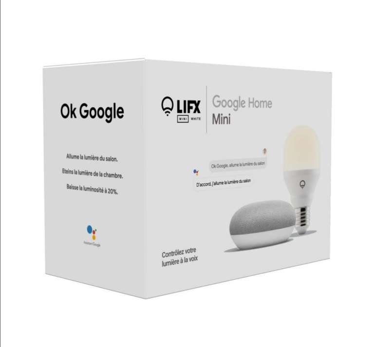 Enceinte Connectée Google Home Mini + ampoule lift white