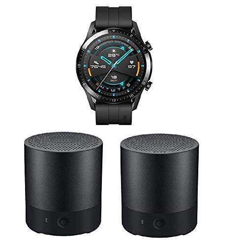 Montre connectée Huawei Watch GT 2 46mm (Noir) + 2 mini-enceintes Bluetooth Huawei CM510