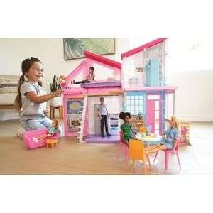 Maison de poupées Barbie "La Maison à Malibu" - 2 étages, pliable, 25 accessoires inclus