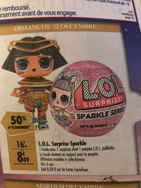 Poupée L.O.L. Surprise Sparkle (via 8.5€ sur la carte de fidélité)