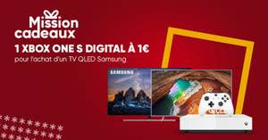 Une TV Samsung QLED achetée parmi une sélection = Une console Xbox One S Digital à 1€