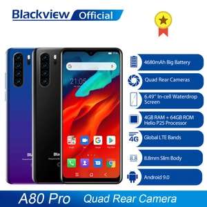Smartphone 6.49" Blackview A80 Pro Black & Blue - 4Go de RAM, 64Go, 4G (B20/28) (76€60 new compte Ali + coupons)