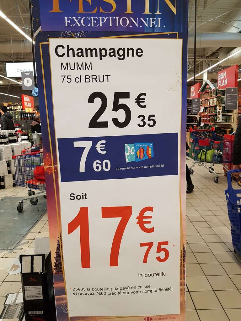 Bouteille de champagne Mumm Brut - 75 cl (Via 7.60€ sur la Carte) - Aix-en-Provence (13)