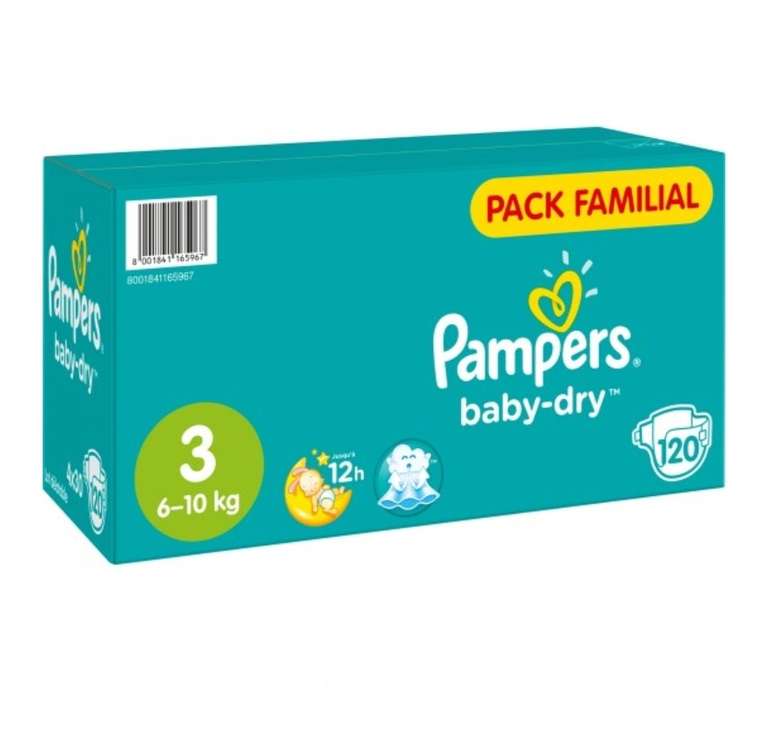 Pack familial exemple 120 couches Pampers baby-dry - Taille 3 (via 20.90€ sur la carte fidélité + BDR)