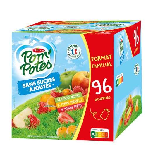 Pack de 96 Gourdes de Pom'potes - 96 x 90 g (Via 7.80€ sur Carte Fidélité)  –