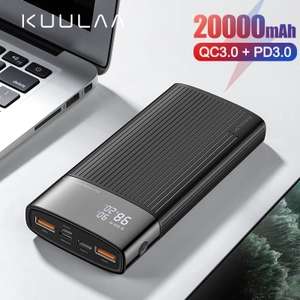 Batterie externe Kuulaa 20000 mAh - QC 3.0 / PD 3.0, Sorties: 2 USB-A, 1 USB-C + Entrées :Type-C, Lightning, microUSB (13€ via JAREK1111)