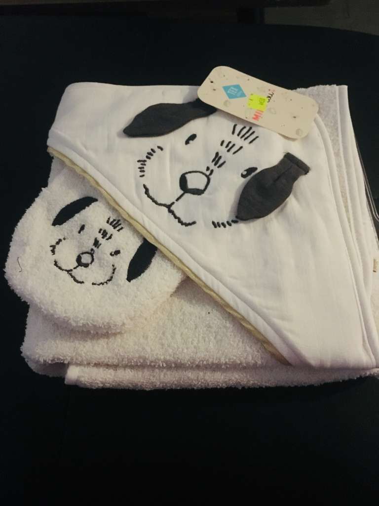 Cape de bain Tex Baby (80x80, 100%coton) + gant de toilette - Vitrolles (13)