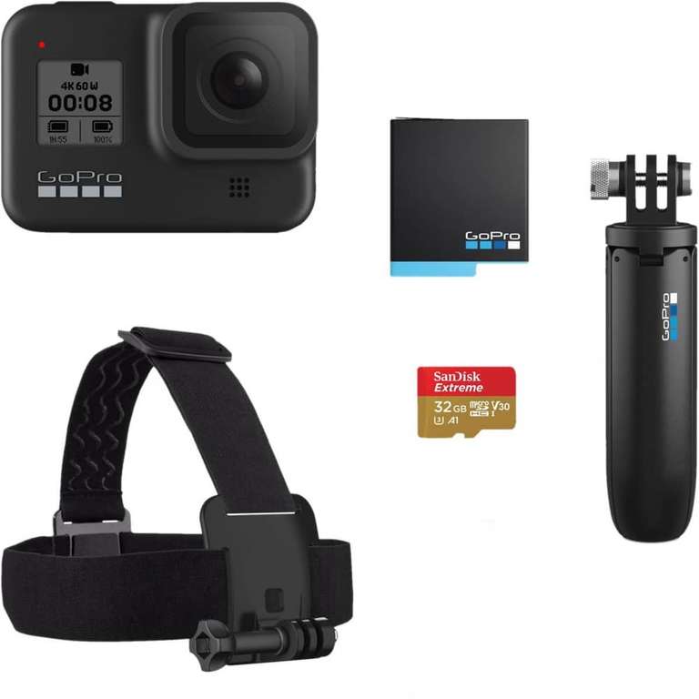 Pack caméra sportive GoPro Hero 8 + accessoires (Frontaliers Suisse)