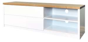 Sélection de meubles en promotion jusqu'à - 70 % - Ex : Meuble TV Kuru - Bois et blanc, 160x50x39cm