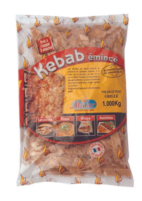 Émincé de Kebab surgelé Alsalor - 1Kg