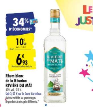 Rhum Blanc Rivière du Mat 40% - 70cl (via 3,57€ sur la carte fidélité)