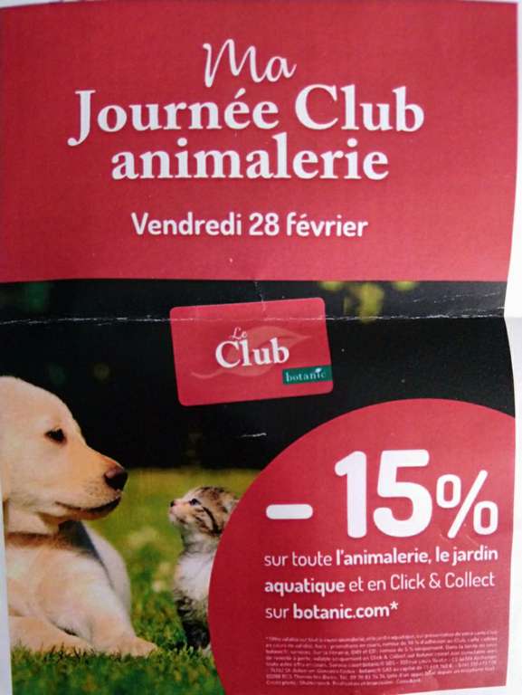 [Membres Club] 15% de réduction sur toute l'animalerie, le jardin aquatique et en Click & Collecte.