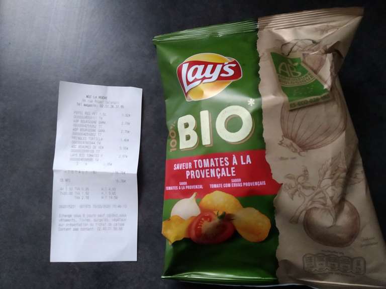 Paquet de chips Lay's Bio Saveur Tomates à la Provençale - 100 g (via Shopmium) - La Roche-sur-Yon (85)