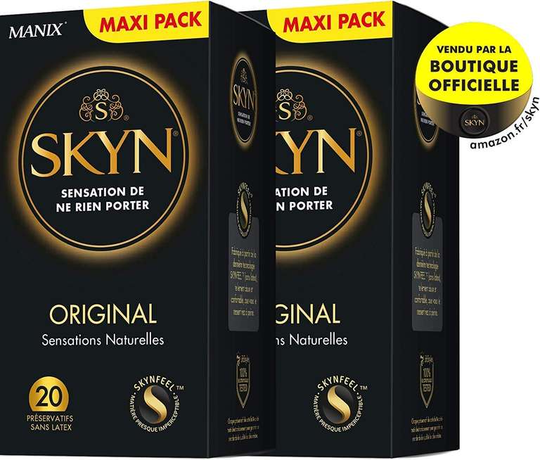Lot de 2 paquets de 20 préservatifs Manix Skin Sensations Naturelles