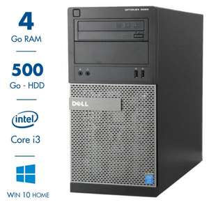 PC de bureau Dell Optiplex 3020 MT - Core i3-4130, 4 Go RAM, 500 Go HDD, Lecteur DVD-RW, Windows 10 Home (Reconditionné - Garantie 1 an)